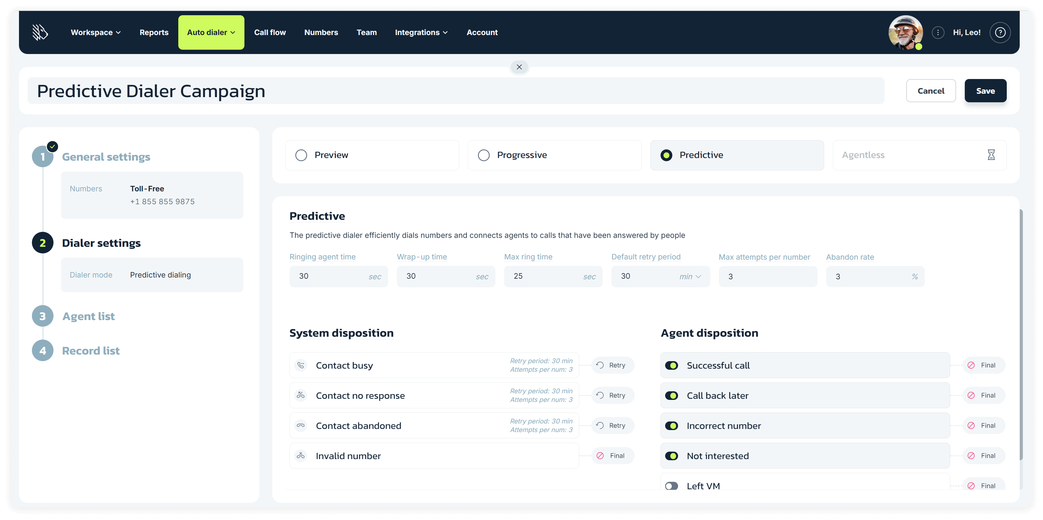 Predictive Dialer Campaign