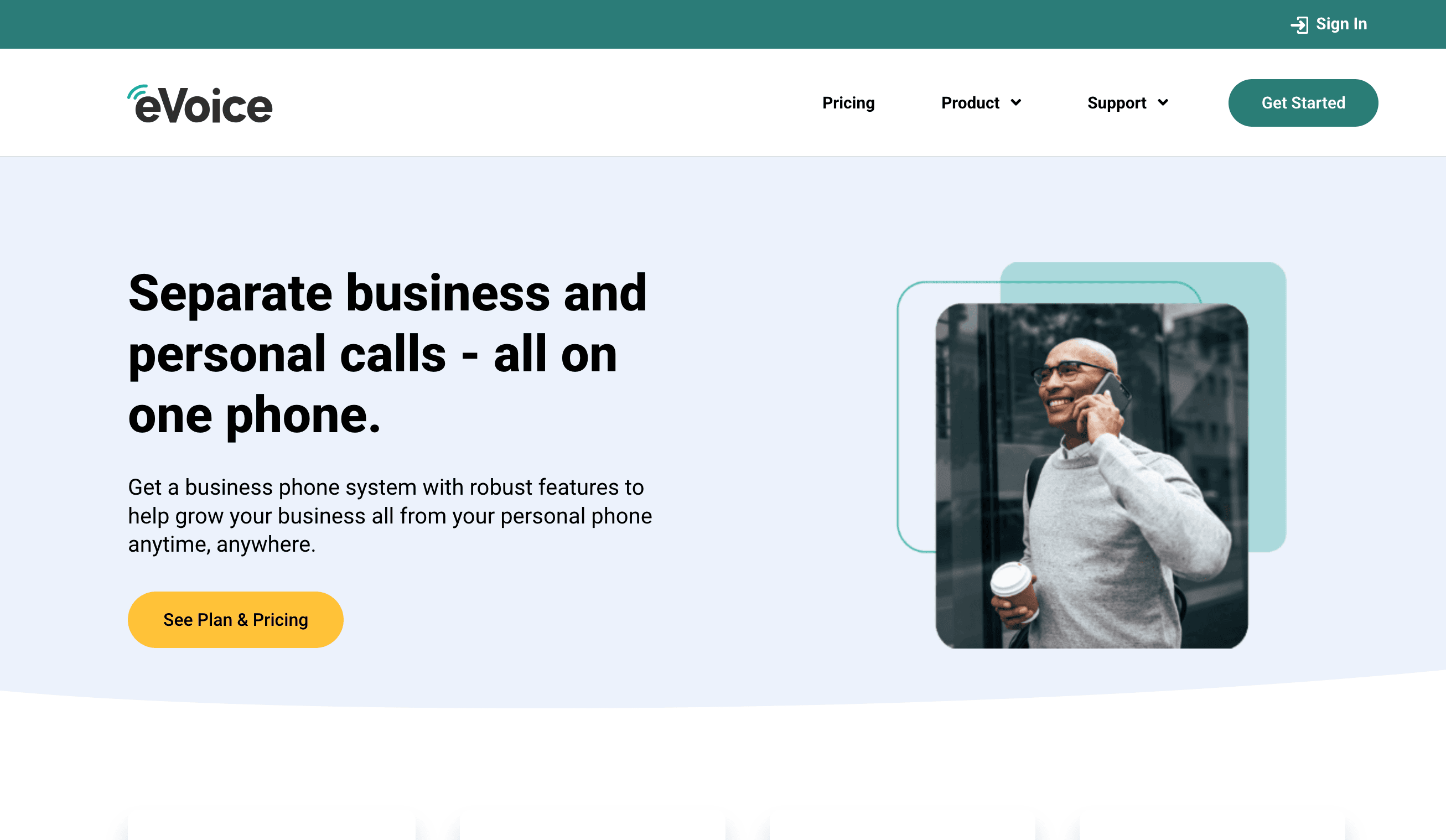 eVoice landing page